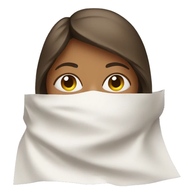 woman covered by sheets with face out sticker