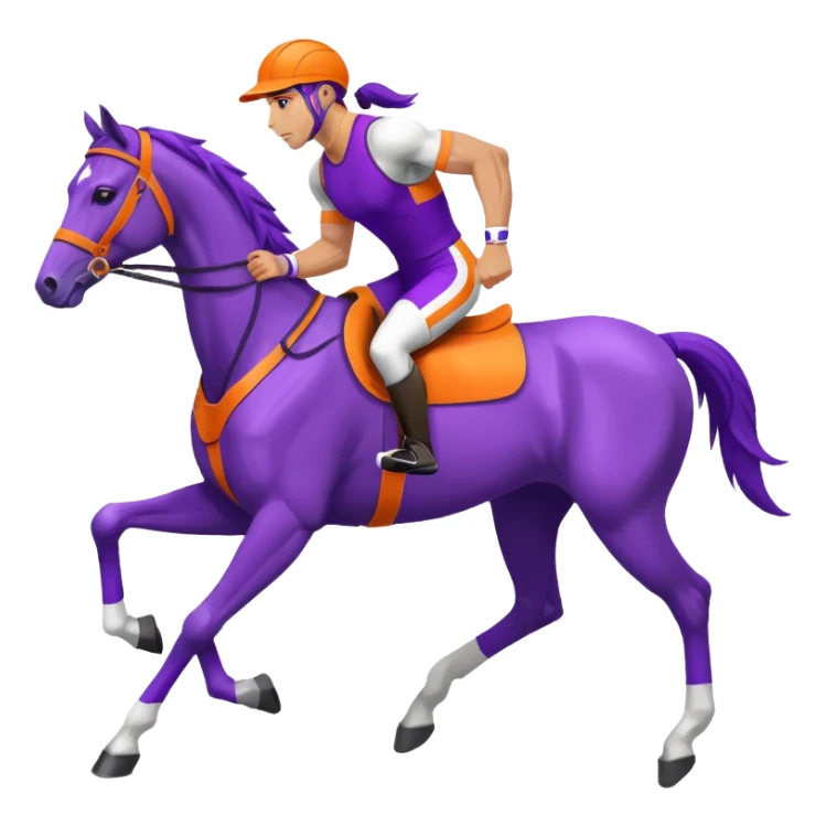 ok créée moi une emoticone simple pour une athletes d'endurance ( horse ) et un pour un endurance Horse - couleur dans ces tons violet et orange et blanc sticker