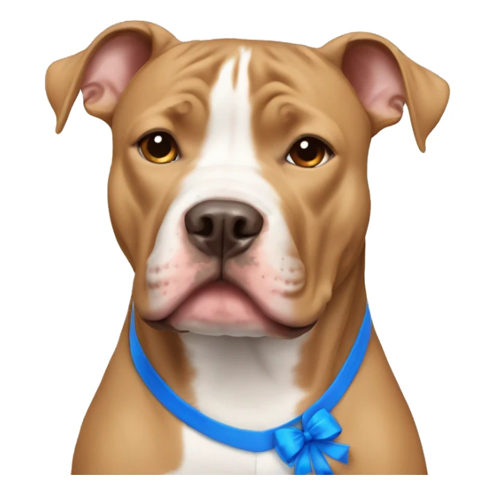Light brown pitbull with ears cut and blue bows sticker