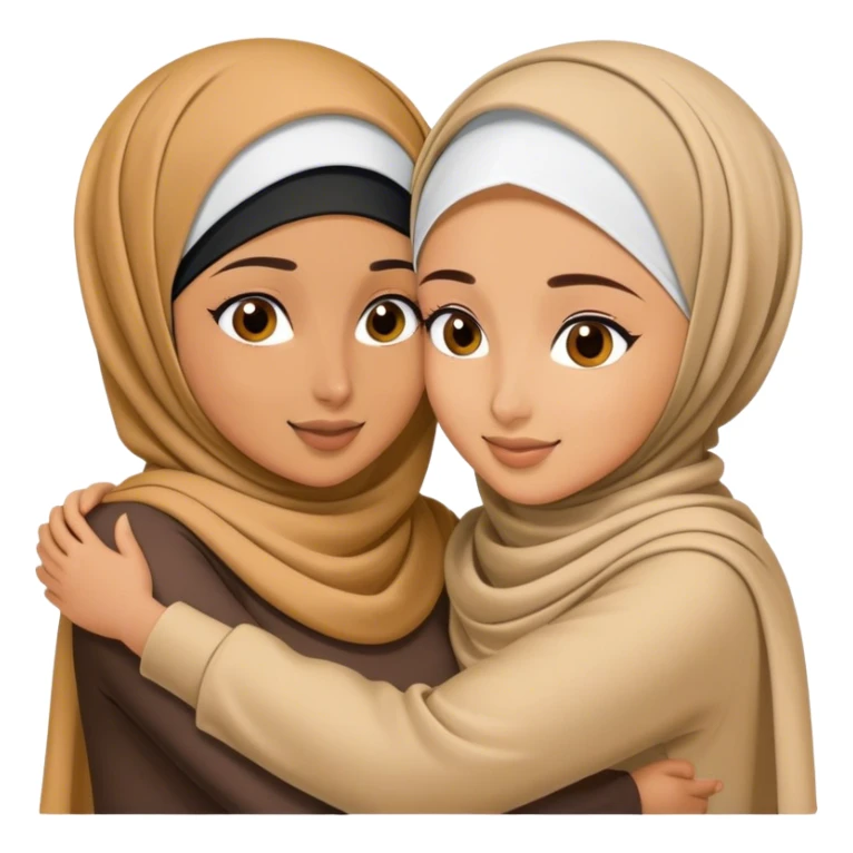 2 tanned hijabi best friends hugging each other  sticker