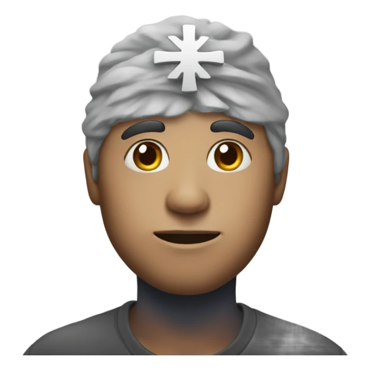 person with a cross made of wash on his forehead sticker