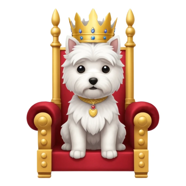 a cute west highland terrier dog sitting on a throne like a king sticker