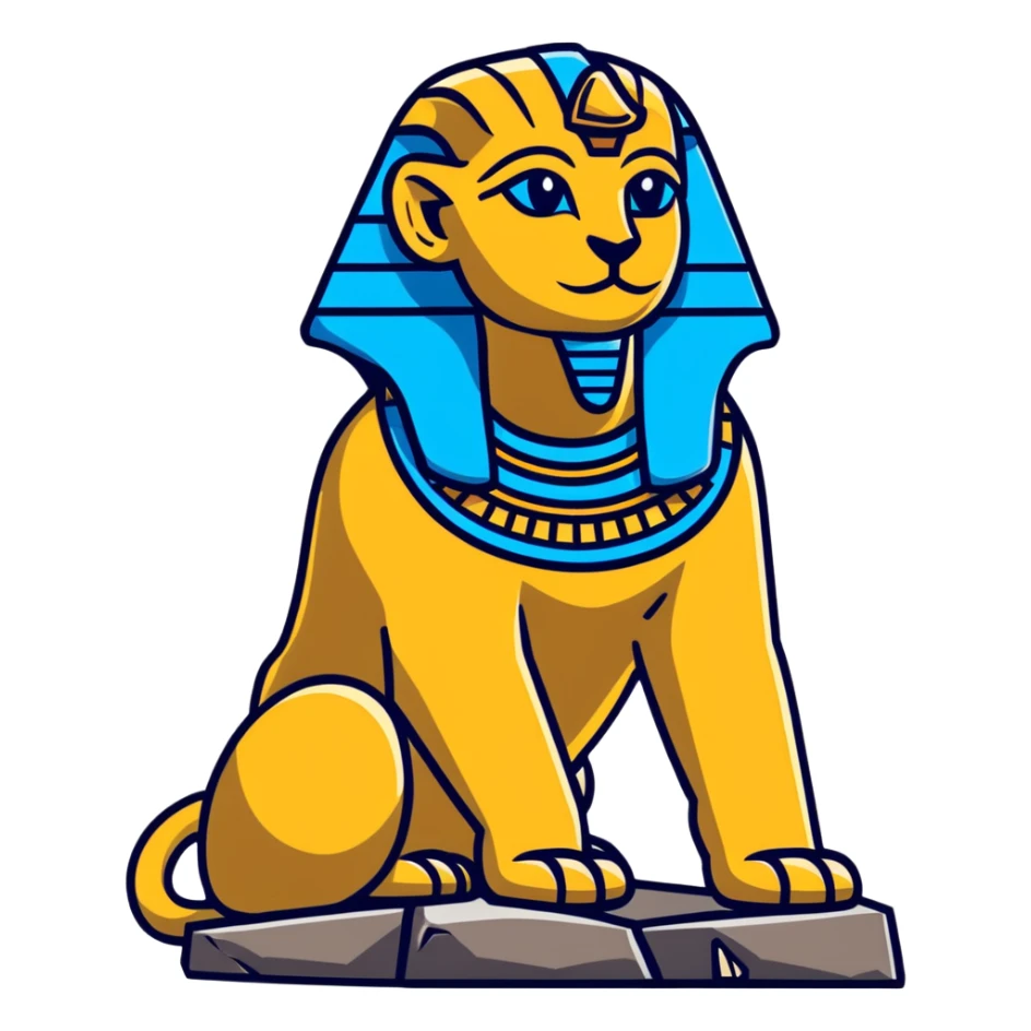 Egyptian sphinx statue with cracked ancient stone texture sticker
