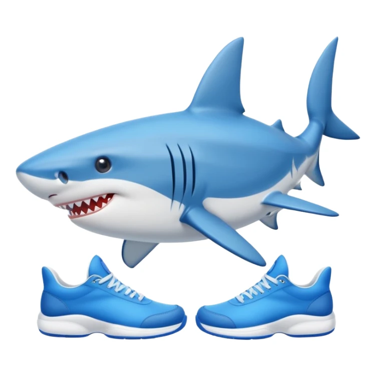 shark with blue tennis shoes, simple and cute sticker