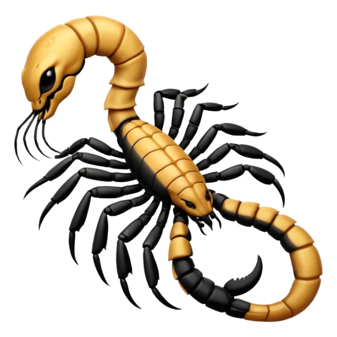 A 3D cartoon scorpion tattoo on a forearm, black ink, detailed stinger and claws, soft lighting, Memoji-style realism. sticker