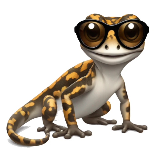 Black and brown and white Gecko with sunglasses sticker