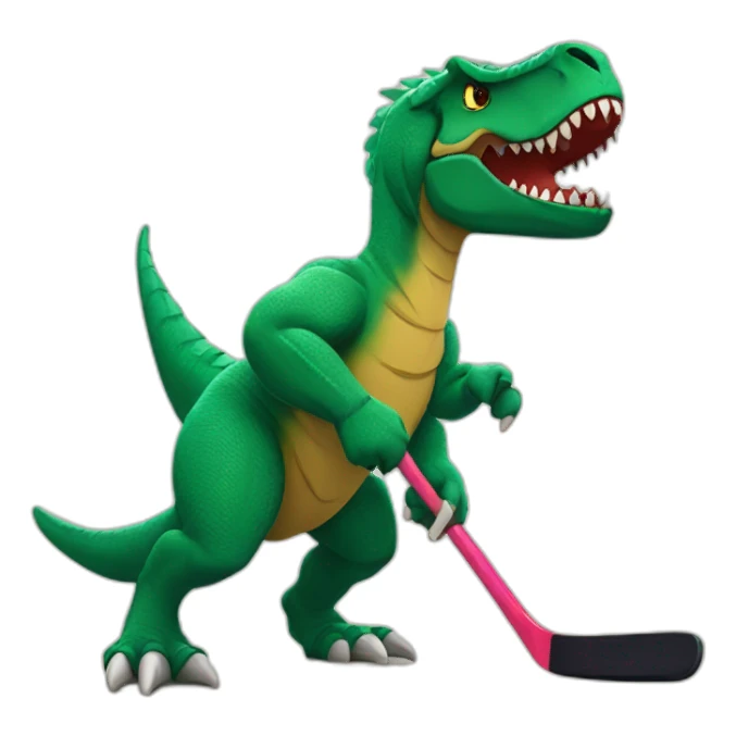 Tiki T-rex street hockey fun sticker