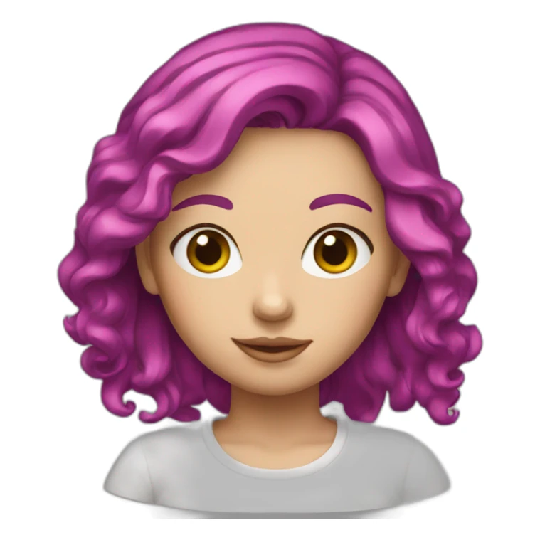 White girl with a magenta hair sticker