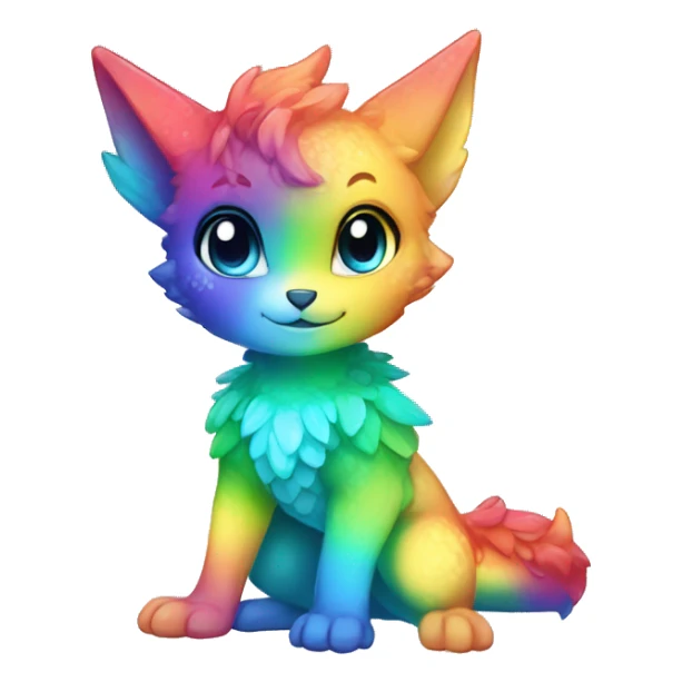 a anthro chibi-style colorful rainbow-gradient-shiny gem-sparkle-Fakémon-hybrid full body sticker
