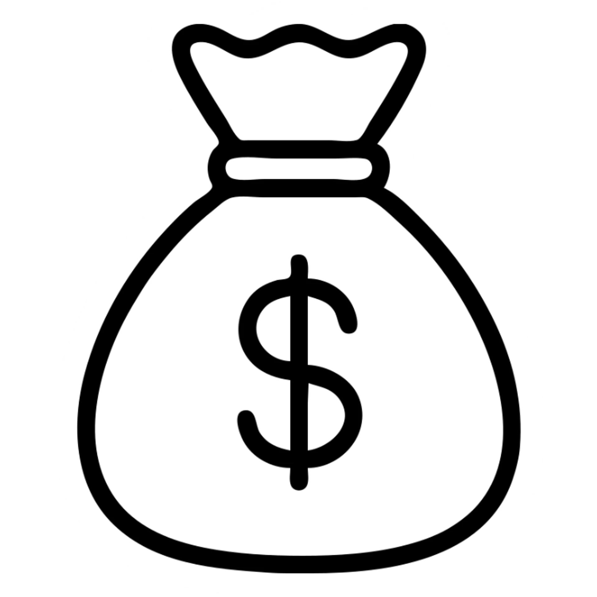money bag icon, simple and clear, minimal color, clean lines, suitable for app icon sticker