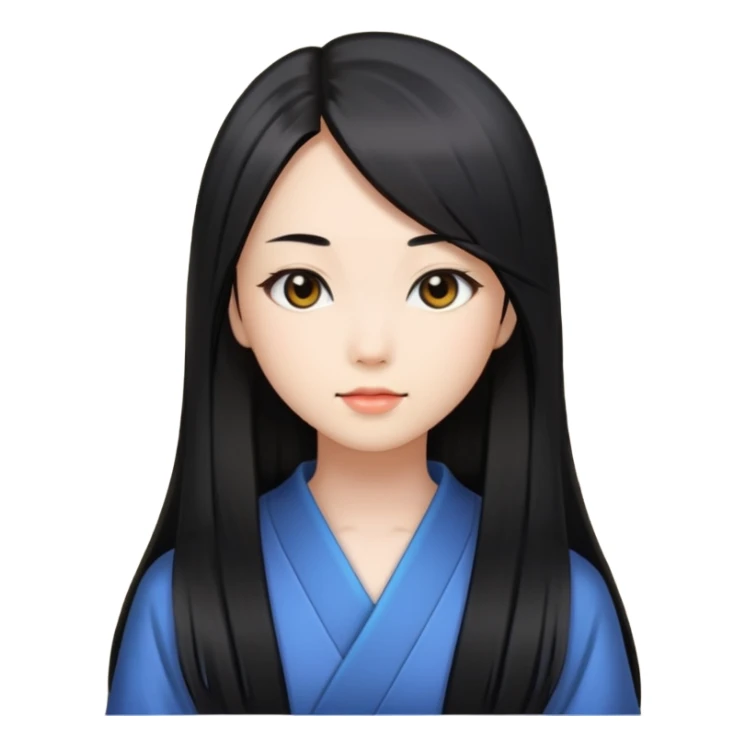 a girl, long black straight hair, Japanese sticker