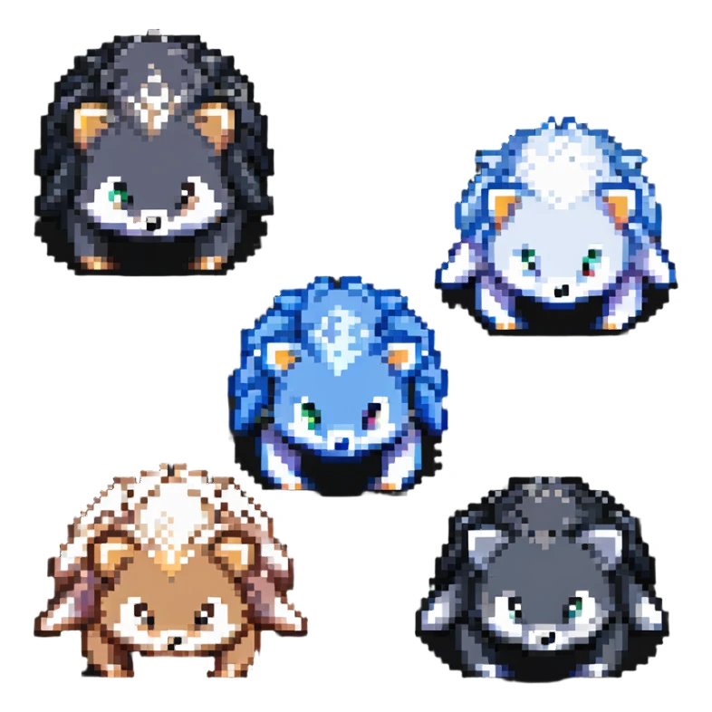 Baby hedgehogs Sonic, Shadow and Silver in colorful pixel art style sticker