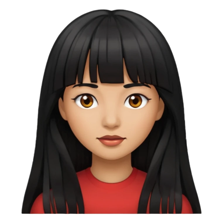 Woman, long black hair with bangs, brown skin  sticker