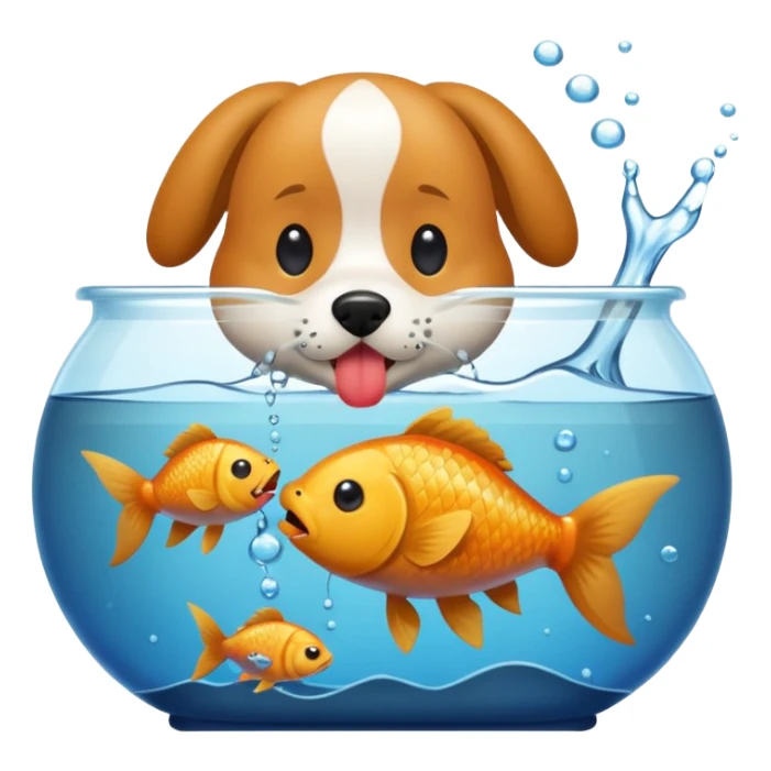 Dog licking a fish in a tank sticker