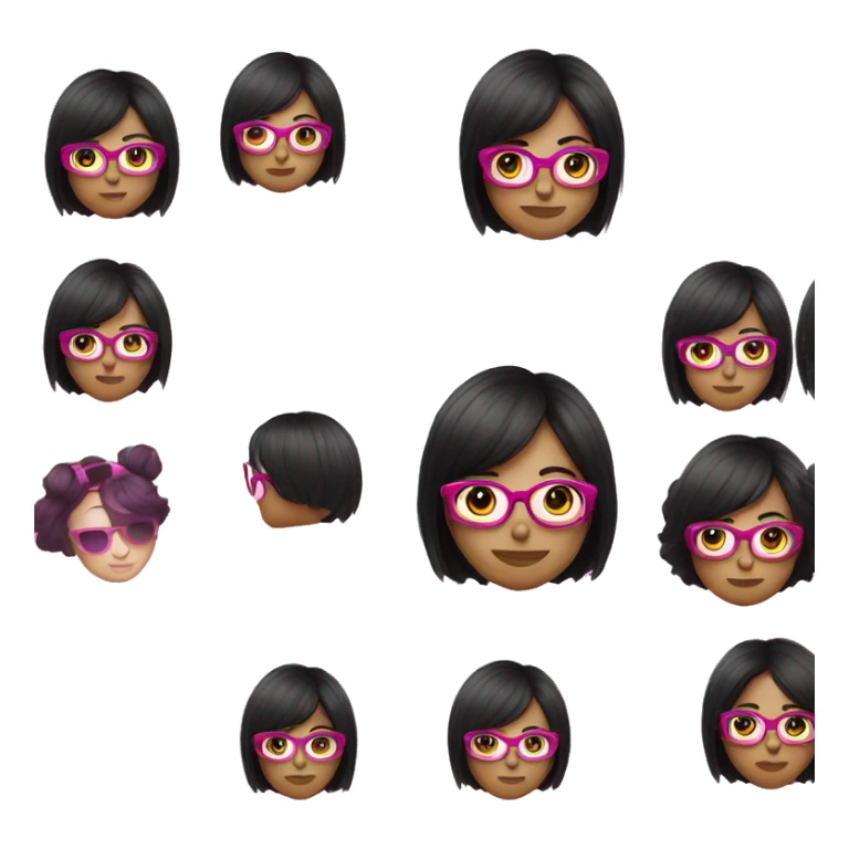 Graphic designer girl with black hair in pink glasses sticker
