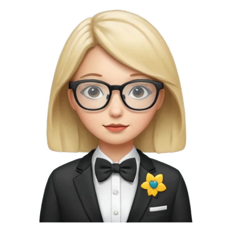 girl with bowtie, jacket and glasses sticker