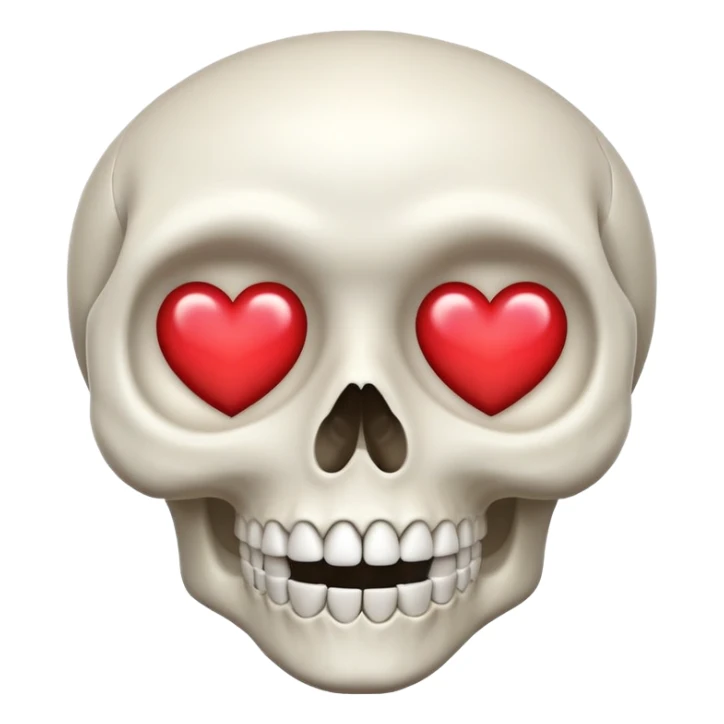 skull face with heart eyes sticker