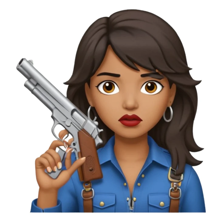 latina with mullet putting gun in her mouth sticker