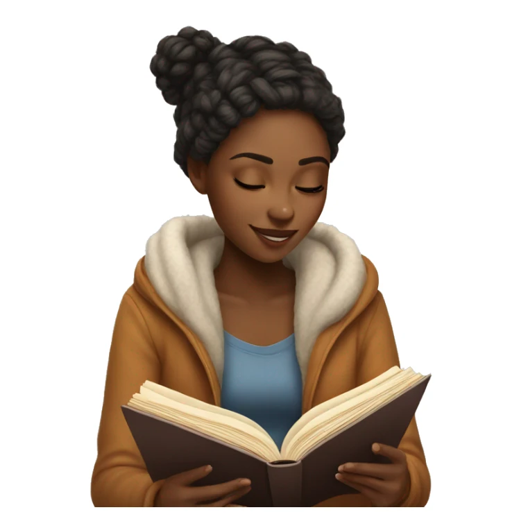 cozy girl reading book realistic sticker