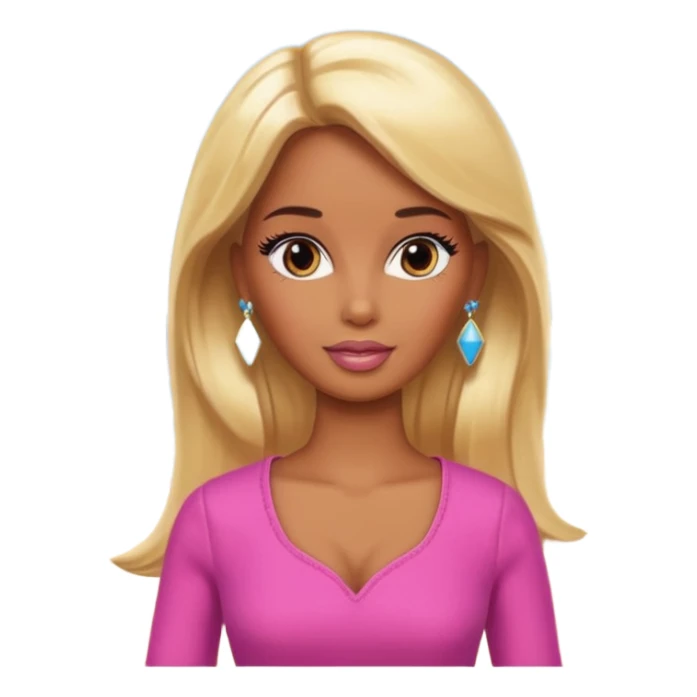Brown skin blonde hair barbie in front of beach  sticker