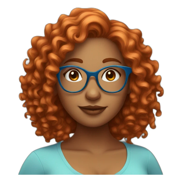 pretty curvy girl with curly copper hair and blue glasses sticker