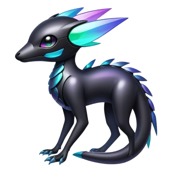 Modern futuristic Iridescent black dark fakemon-creature sticker