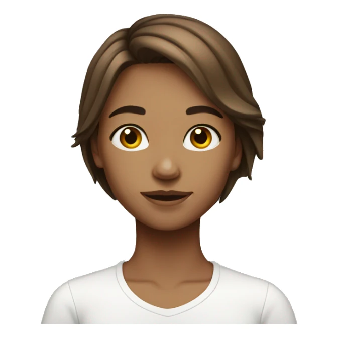 Girls with medium brown hair chest length white sticker