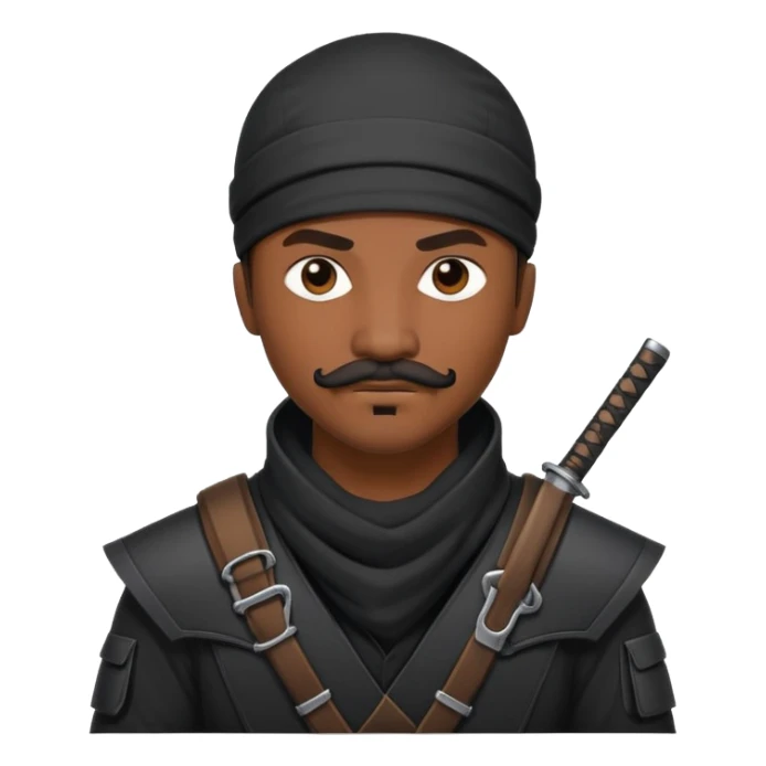 african-american web developer mustache mercenary black asymmetrical ninja hacker sticker