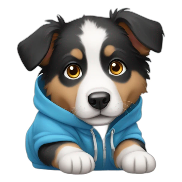 baby, dog, American Shepherd, with blue eyes, with a hoodie sticker