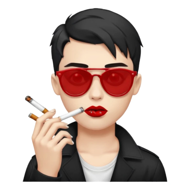 boy with piercing sunglasses blood smoking cigarette black lips sticker
