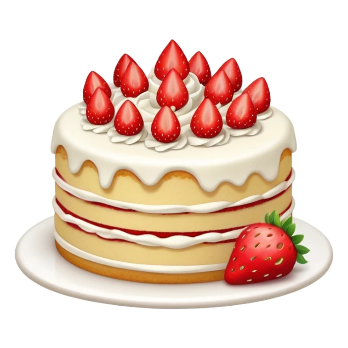 Tasty vanilla strawberry cake cartoon style  sticker