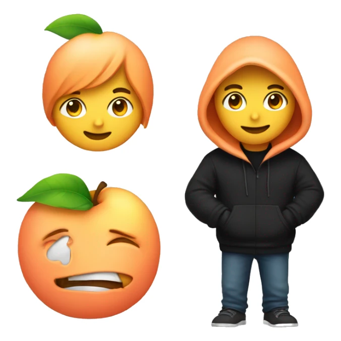 bright peach held by a programmer in a black hoodie sticker