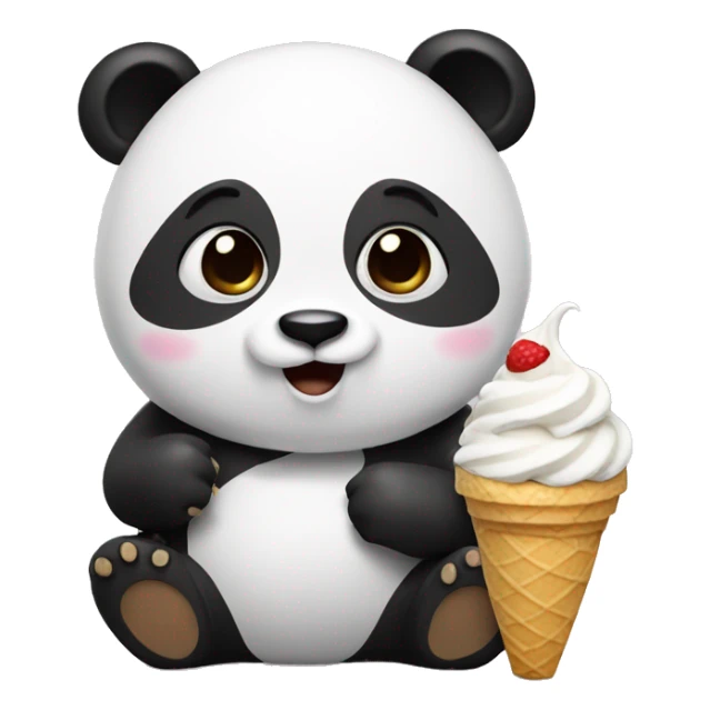 Panda eating ice cream sticker