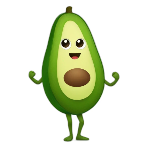 Avocado with arms and legs and visage sticker