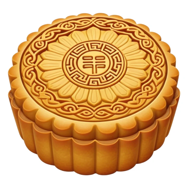 Chinese mooncake with traditional pattern on top, Chinese pastry sticker