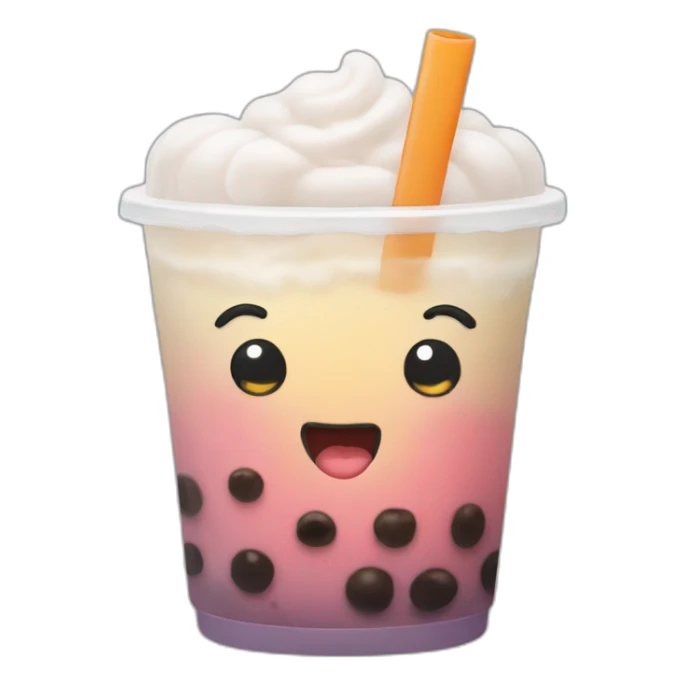 Boba tea with eyes and mouth sticker