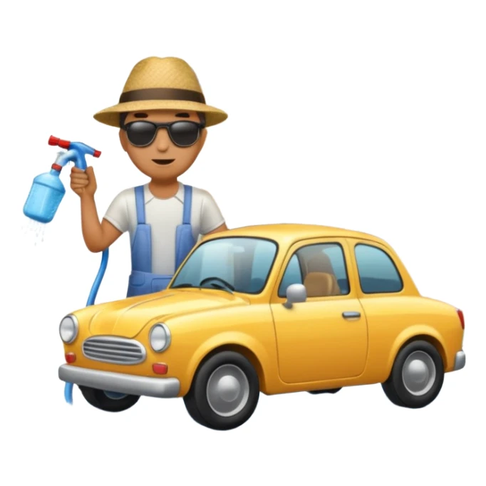 man washing a car outside his house full body sticker