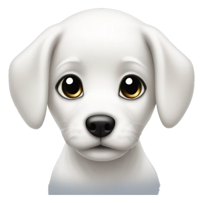 Cute white puppy with one black ear and black eye  sticker