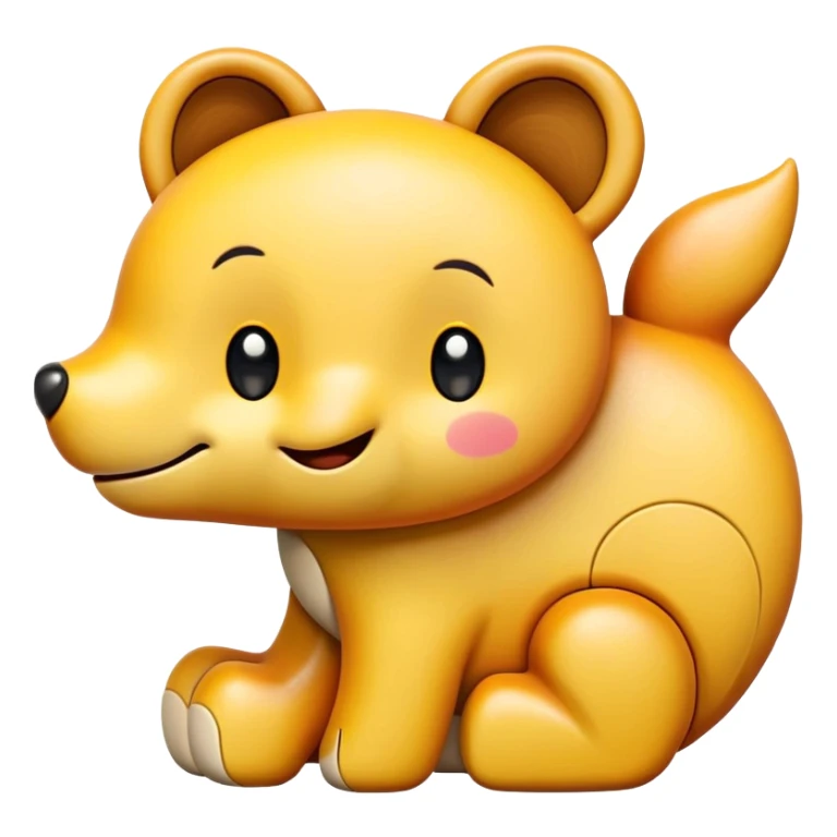 A wooden puzzle animal character with interlocking pieces and a happy expression sticker