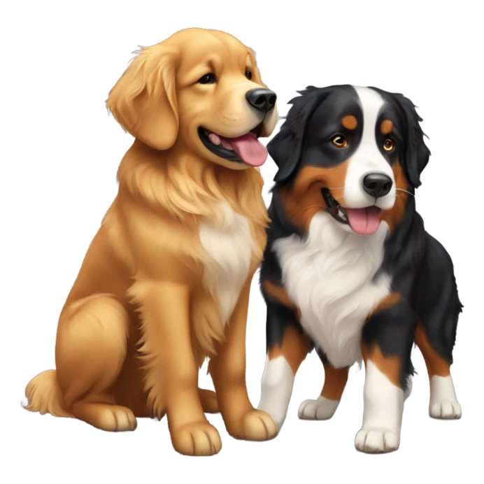 golden retriever and Bernese mountain dog playing sticker