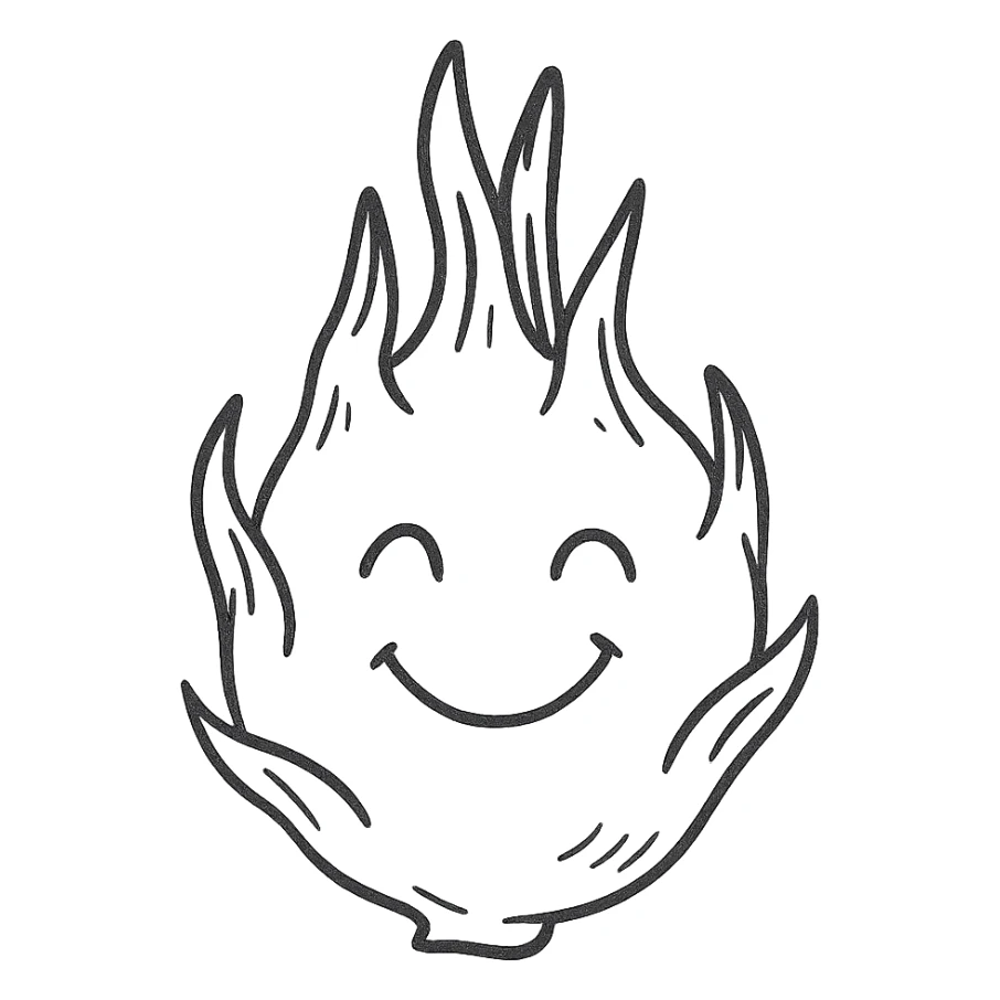 playful dragon fruit hand drawn black outline sticker