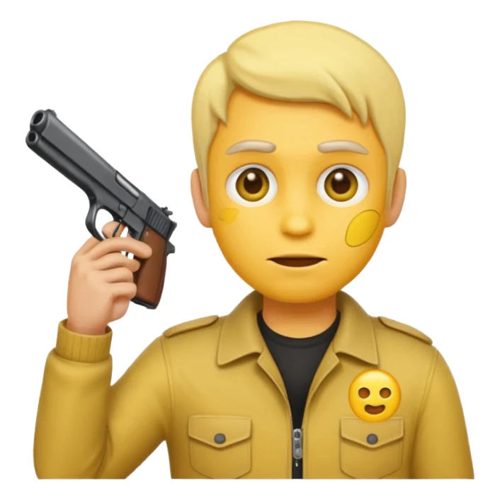 Emoji face with gun to his head  sticker