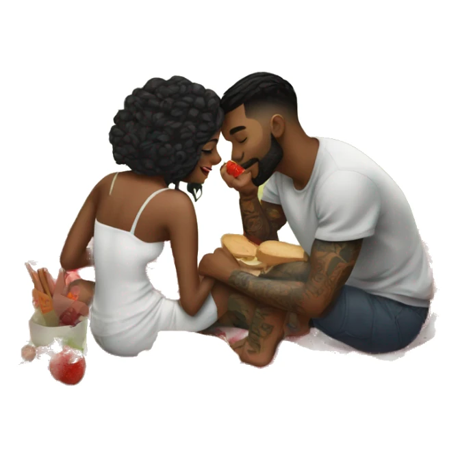 Romantic picnic date for beautiful tattooed couple sticker