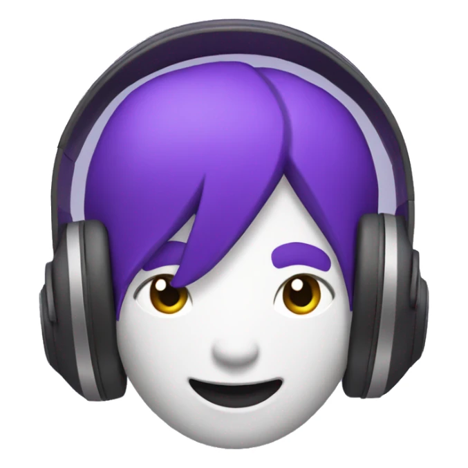 3d purple character with headphones sticker