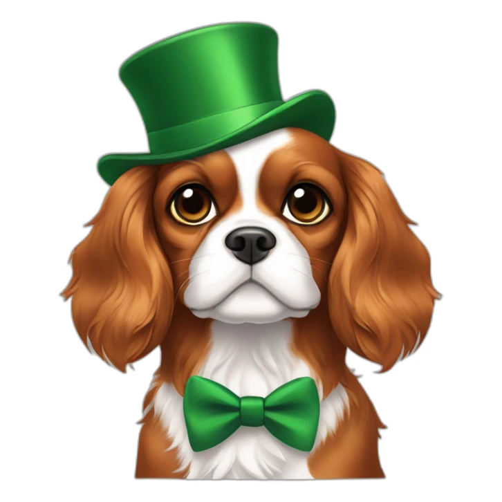 cavalier king charles spaniel with green hat and green bowtie sticker