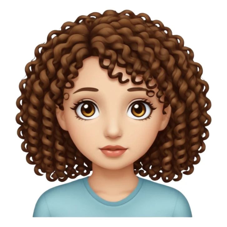 curly hair dark brown eyes and long lashes with and light  skin sticker