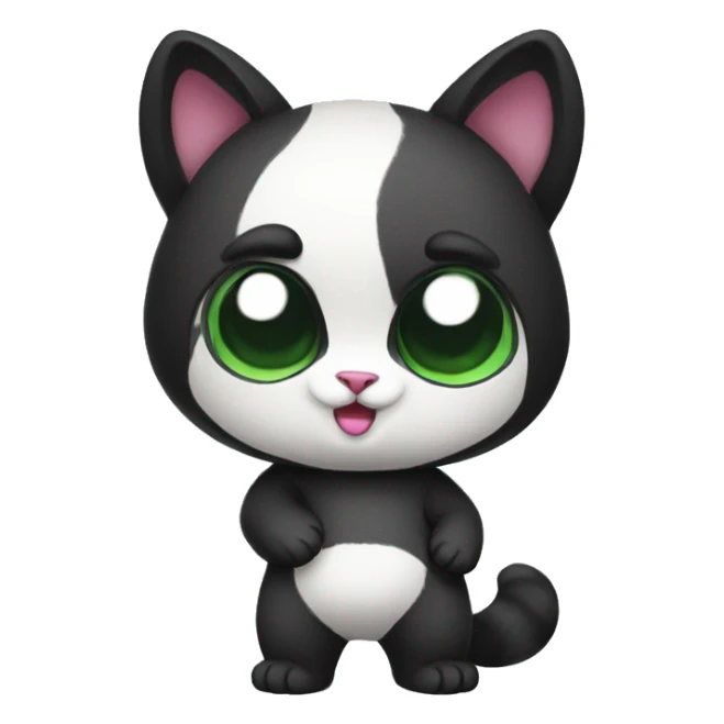 cute masked panda-cat-hybrid full body sticker