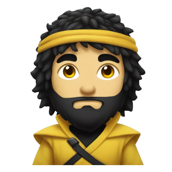 black shaggy haired yellow skinned ninja clothed person big belly  sticker