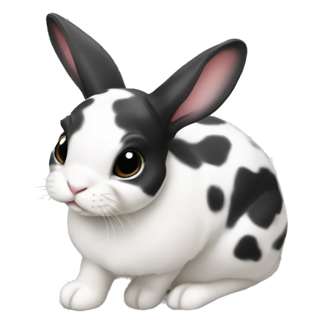 black and white spotted female mini rex rabbit sticker