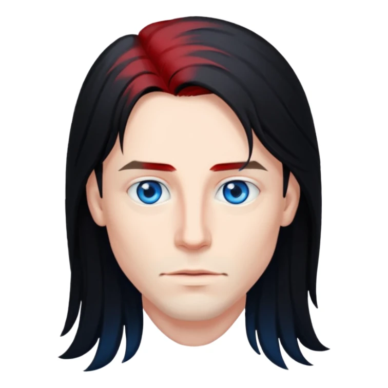 man long hair black red haid sticker